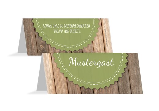 Hochzeit Tischkarte Vintage Holz PastellHellGrün 100x44mm