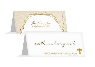 Taufe Tischkarte Goldrausch