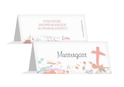 Tischkarte einfach Bunt HellRot 100x44mm