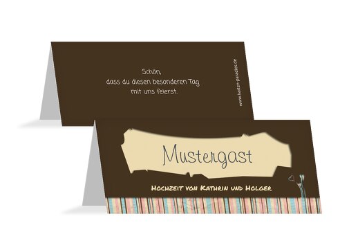 Hochzeit Tischkarte Wir heiraten braunmatsch 100x44mm