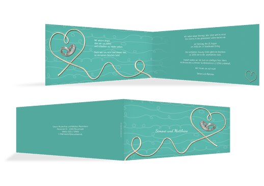 Hochzeit Einladung erfüllte Liebe AquaTürkis 215x105mm