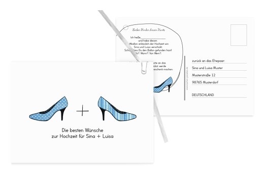 Ballonkarte High Heels HellBlau 148x105mm