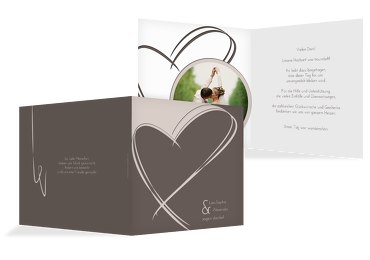 Hochzeit Dankeskarte Doppelherz