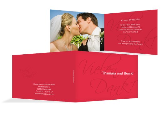 Hochzeit Dankeskarte Liebesbrief Rot 148x105mm