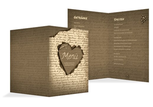 Hochzeit Menükarte Herzensgedicht braunmatsch 148x210mm