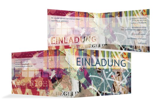 Einladung Jugendliche Graffiti DunkeltiefBlau 148x105mm