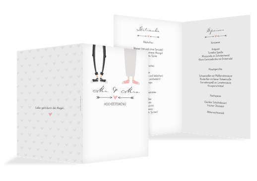 Hochzeit Menükarte Pärchen Weiß 148x210mm