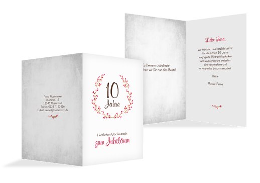 Jubiläumskarte Aquarell Kranz PinkLeuchtend 105x148mm