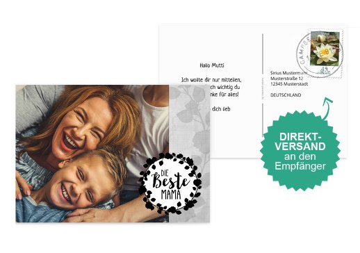 Fotospruchkarte Beste Mama Grau 148x105mm