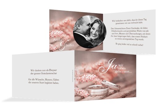 Hochzeit Dankeskarte Ringe DunkelMattRot 148x105mm