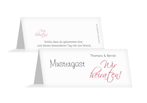 Hochzeit Tischkarte Liebesbrief Rot 100x44mm