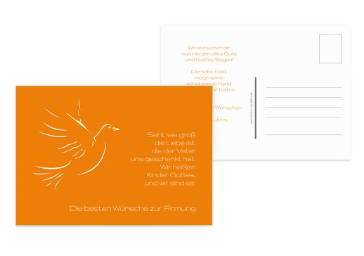 Glückwunschkarte zur Firmung Pigeon Orange 148x105mm