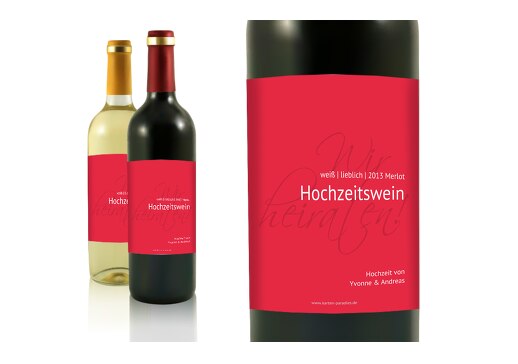 Hochzeit Flaschenetikett Liebesbrief Rot 90x120mm
