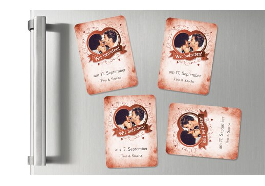 Magnet Herz dunkelorange 55x77mm