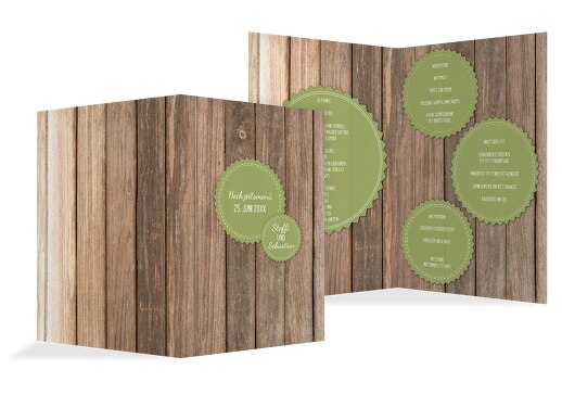 Hochzeit Menükarte Vintage Holz PastellHellGrün 148x210mm