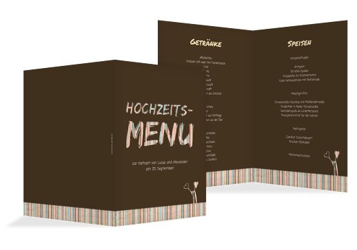 Hochzeit Menükarte Wir heiraten braunmatsch 148x210mm