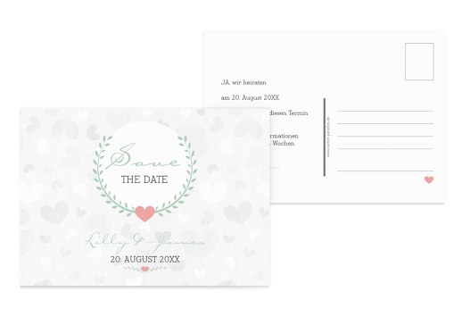 Save-the-Date Zarte Ranke hellgrünblau 148x105mm