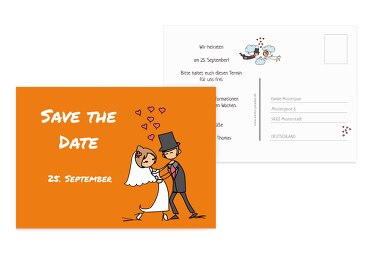 Hochzeit Save-the-Date Comic Brautpaar