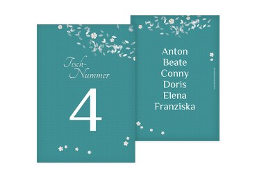 Tischnummer romantic flower