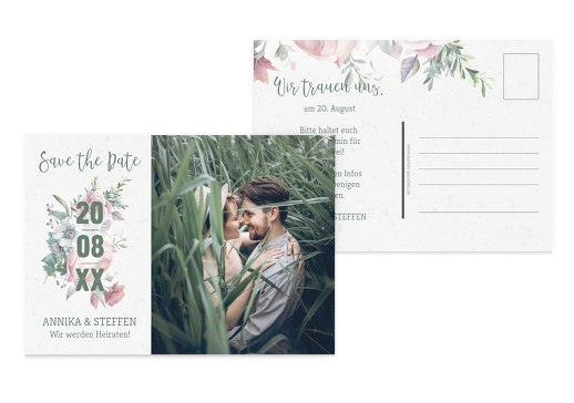 Save-the-Date Verträumt DunkelgrauGrün 148x105mm