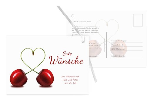 Hochzeit Ballonkarte Kirsche WeinRot 148x105mm