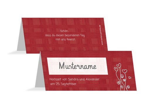 Hochzeit Tischkarte Liebestraum WeinRot 100x44mm