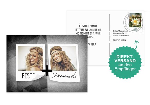 Fotospruchkarte Beste Freunde Grau 148x105mm