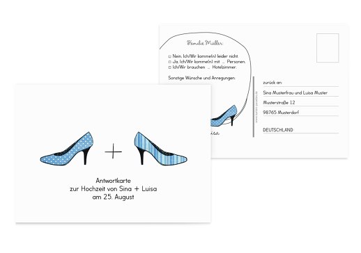Antwortkarte High Heels HellBlau 148x105mm