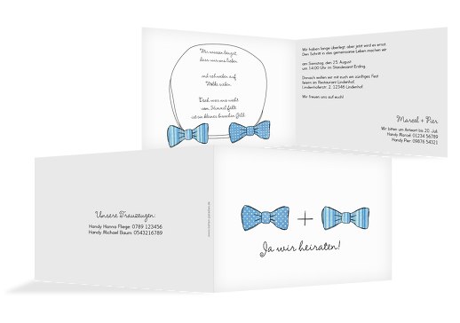 Hochzeit Einladung Fliegen HellBlau 148x105mm