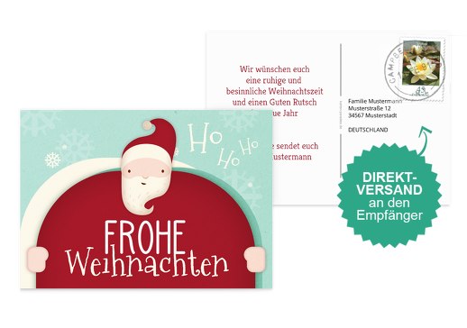 Grußkarte Santa AquaTürkis 148x105mm