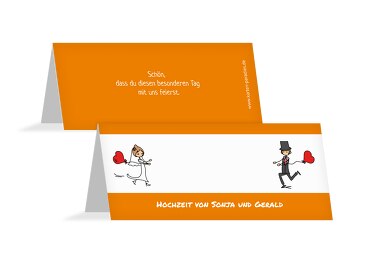 Hochzeit Tischkarte Comic Brautpaar