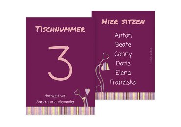 Tischnummer Wir heiraten