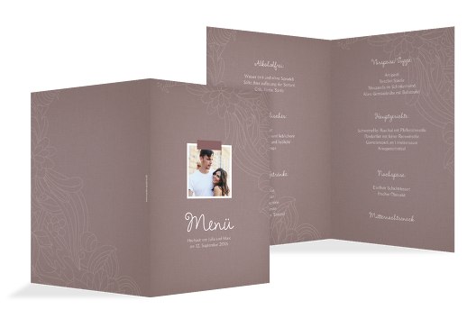 Hochzeit Menükarte Vintage Flower HellRotMatt 148x210mm