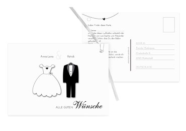 Hochzeit Ballonkarte dress and suit