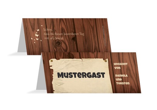 Hochzeit Tischkarte Steckbrief braunmatsch 100x44mm