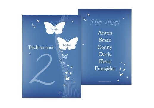 Tischnummer Traumpaar KräftigHellMarineblau 105x148mm