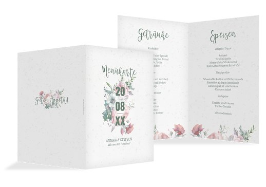 Hochzeit Menükarte Verträumt DunkelgrauGrün 148x210mm