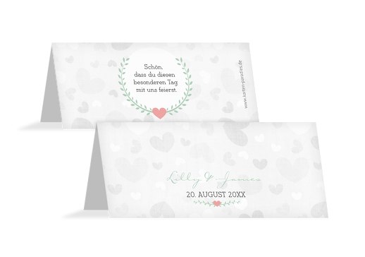 Hochzeit Tischkarte Zarte Ranke hellgrünblau 100x44mm