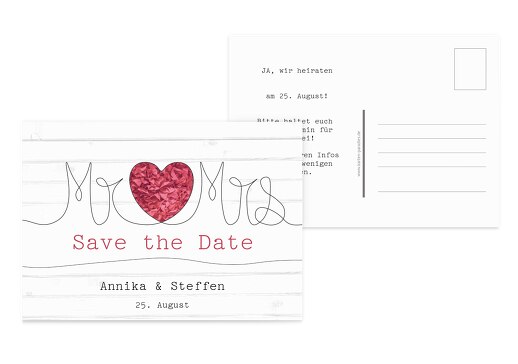 Save-the-Date Mr&Mrs PinkLeuchtend 148x105mm