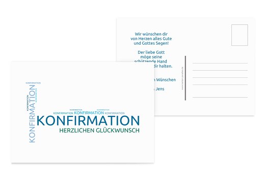 Glückwünsche zur Konfirmation Script Türkisdunkel 148x105mm