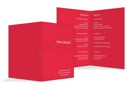 Hochzeit Menükarte Liebesbrief Rot 148x210mm