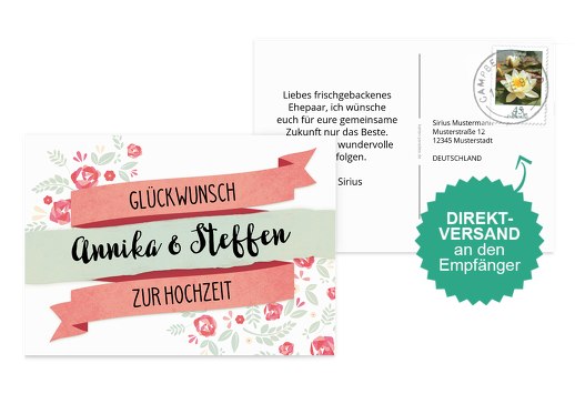 Glückwunschkarte zur Hochzeit Banner Weiß 148x105mm