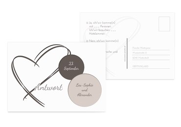 Hochzeit Antwortkarte Doppelherz