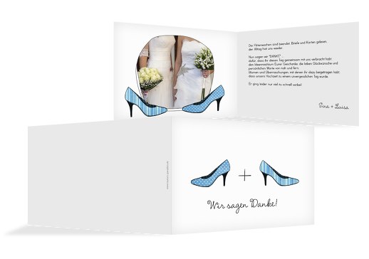 Hochzeit Dankeskarte High Heels HellBlau 148x105mm