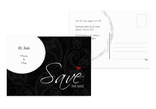 Hochzeit Save the Date Traumhochzeit Schwarz 148x105mm