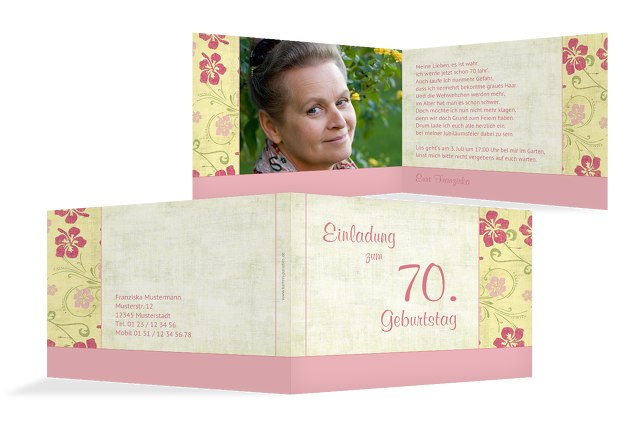 Einladung zum Geburtstag Foto Hibiskus 70