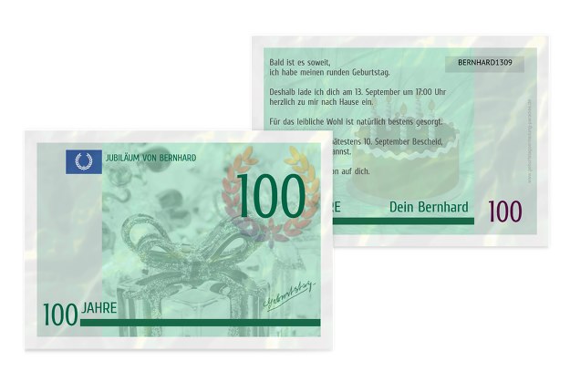 Geburtstagseinladung Geldschein 100