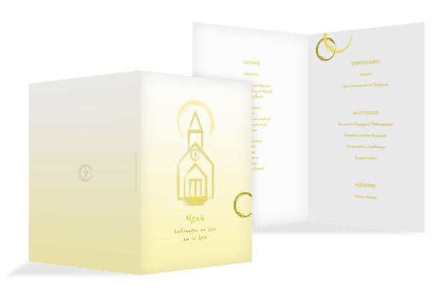 Menükarte zur Konfirmation Kirche