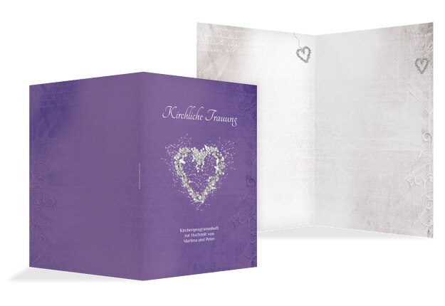 Hochzeit Kirchenheft Umschlag glamour heart
