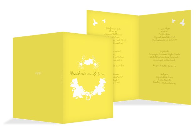 Menükarte zur Konfirmation Vogel